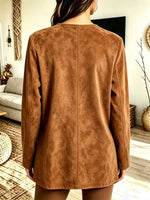 Retro Western Fringe Patchwork Art Casual Stylish Long Sleeve Suede Top