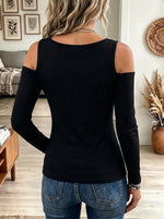 Women's Cold-Shoulder Bow Tie Cutout Top