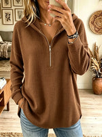 Women's Half-Zip Waffle Knit Hooded Pullover