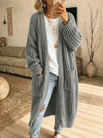 Vintage Cozy Pockets Knitted Art Casual Stylish Long Sleeve Sweater Coat