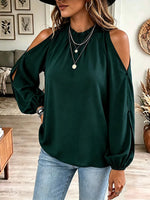 Vintage Elegant Off-shoulder Button Ruffles Shirt