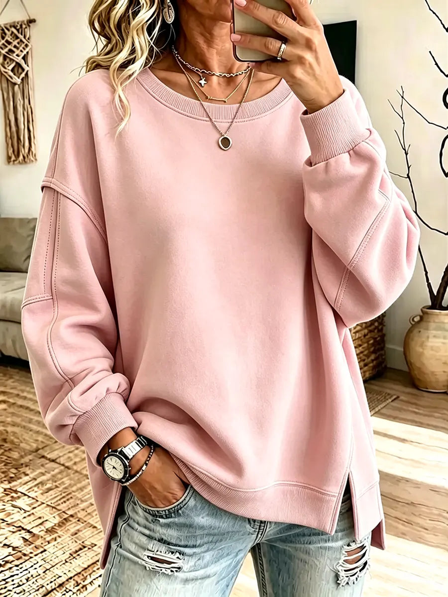 Women's Loose Fit Patchwork Crewneck Sweatshirt