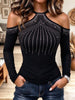 Women's Halter Cold Shoulder Long Sleeve Top