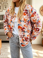 Retro Floral Pattern Art Casual Stylish Long Sleeve Quilted Coat