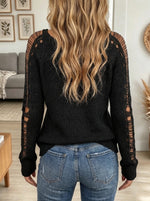 Women's Distressed Fringe Knit Top