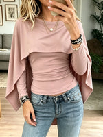 Women's Draped Overlay Long-Sleeve Knit Top