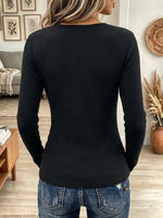 Women's Asymmetric Cutout Button Ribbed Top
