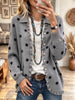 Women's Elegant Polka Dot Print Ruffled Collar Knit Cardigan