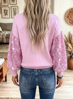 Women's Sequin Heart Applique Knit Sweatshirt