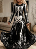 Women's Halloween Crew Neck Long Sleeve Maxi Dress