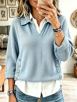 Vintage Elegant Waffle Button Shirt