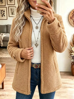 Retro Fleece Art Casual Stylish Long Sleeve Zip Coat