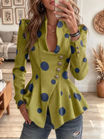 Vintage Elegant Polka Dots Wool Blend Jacket