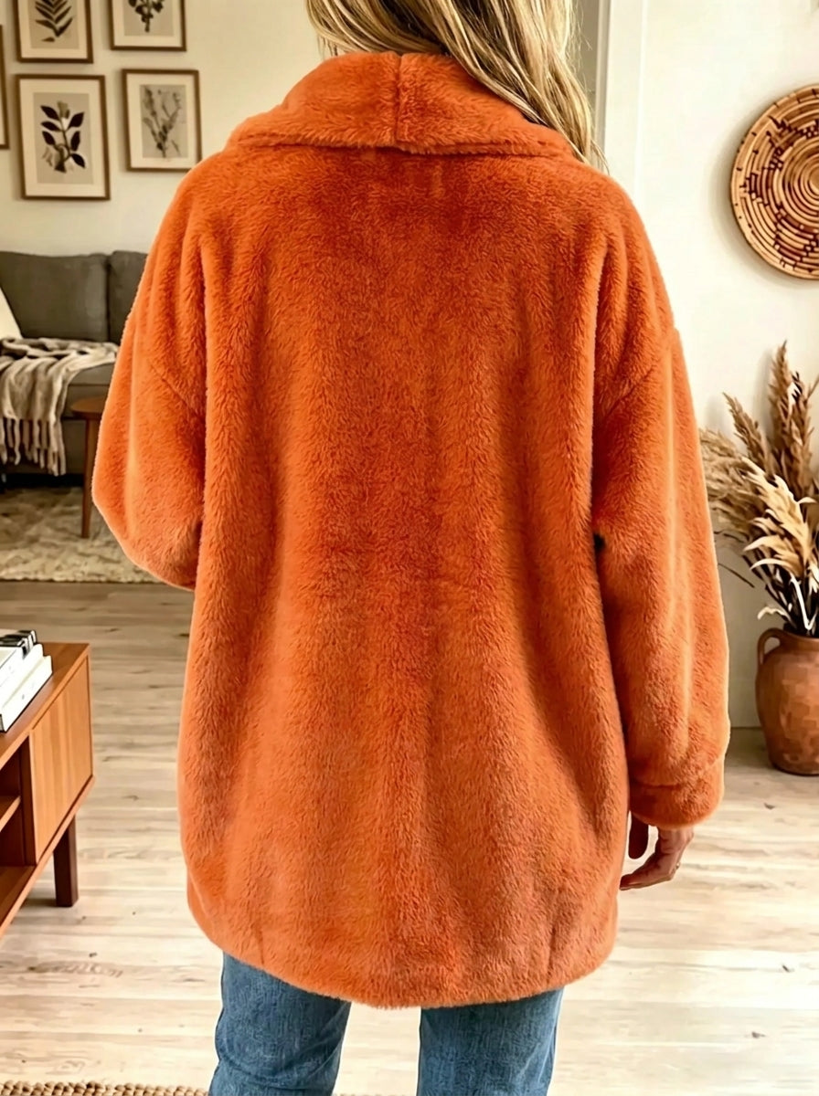 Women's Button Asymmetrical Wrap Fleece Cardigan