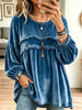 Women's Tiered Ruffle Velvet Babydoll Blouse