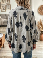 Women's Floral Print Asymmetric Button Wrap Jacket
