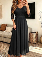 Vintage Elegant Lace Patchwork Chiffon Dress