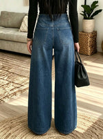 Women's Grommet Floral Patchwork Wide-Leg Jeans
