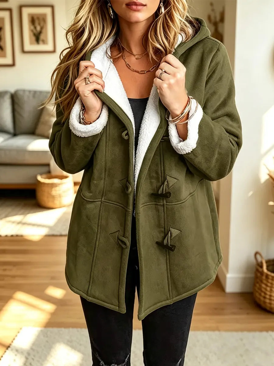 Retro Cozy Warm Art Casual Stylish Fleece Hooded Long Sleeve Coat