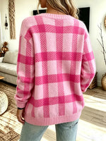 Vintage Chic Plaid Pattern Knit Art Casual Stylish Long Sleeve Cardigan Sweater