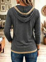 Women's Lace-Up Grommet Colorblock Hooded Top