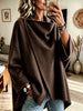 Women's Asymmetrical Button Wrap Collar Poncho