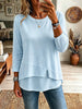 Solid Color Asymmetrical Hem Art Casual Stylish 3/4 Sleeve Cotton Shirt