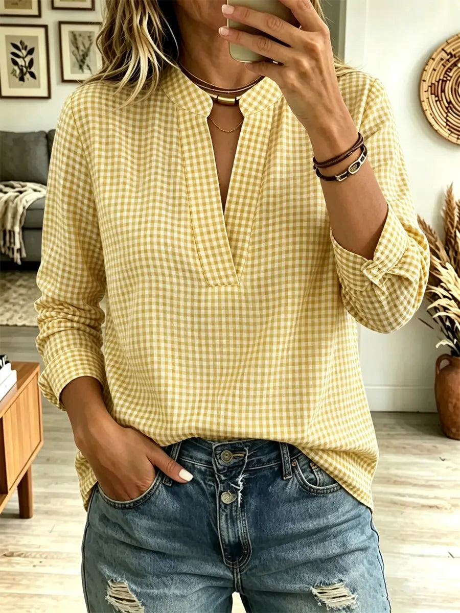 Classic Plaid Pattern Art Casual Long Sleeve Cotton Shirt
