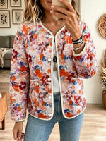Retro Floral Pattern Art Casual Stylish Long Sleeve Quilted Coat