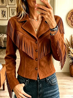 Women's Western Fringe Suede Cropped Jacket