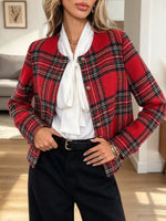 Vintage Chic Plaid Pattern Art Casual Stylish Long Sleeve Coat