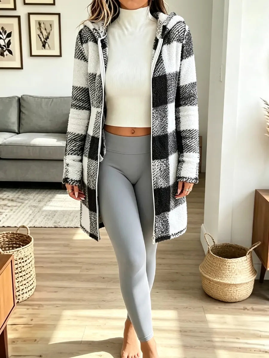 Retro Classic Plaid Pattern Warm Art Casual Stylish Long Sleeve Coat