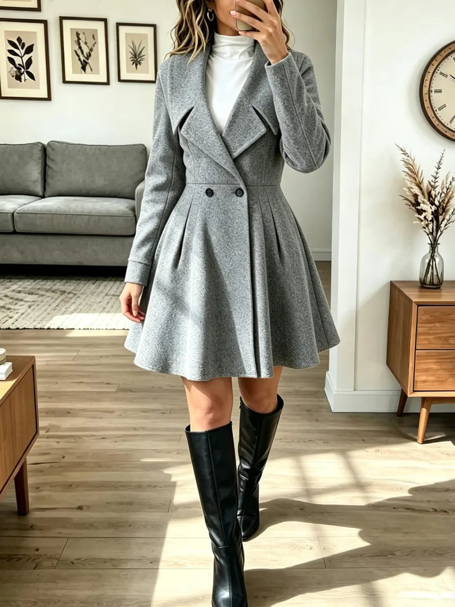 Retro Chic Warm Button Lapel Art Casual Stylish Long Sleeve Coat