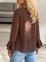 Vintage Elegant Chiffon Bell Sleeve Irregular Shirt