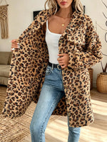 Retro Chic Leopard Pattern Art Casual Stylish Lapel Long Sleeve Coat