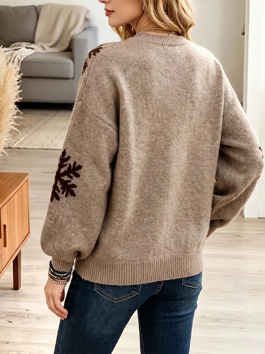 Vintage Elegant Knitted Fabric Christmas Reindeer Sweater