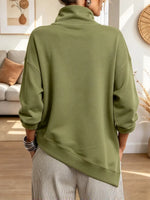 Retro Chic Asymmetrical Placket Art Casual Stylish Long Sleeve Sweatshirt