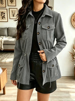 Retro Lapel Corduroy Art Casual Stylish Long Sleeve Coat