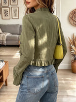 Vintage Elegant Cotton-linen Blend Ruffled Blazer