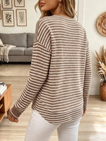Vintage Elegant Waffle Contrasting Stripes Shirt