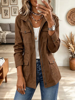Women's Drawstring Waist Multi-Pocket Utility Jacket