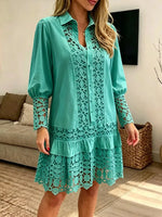 Vintage Elegant Patchwork Openwork Lace Dress