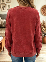 Women's Merry Christmas Velvet Bow Mineral Wash Sweatshirt
