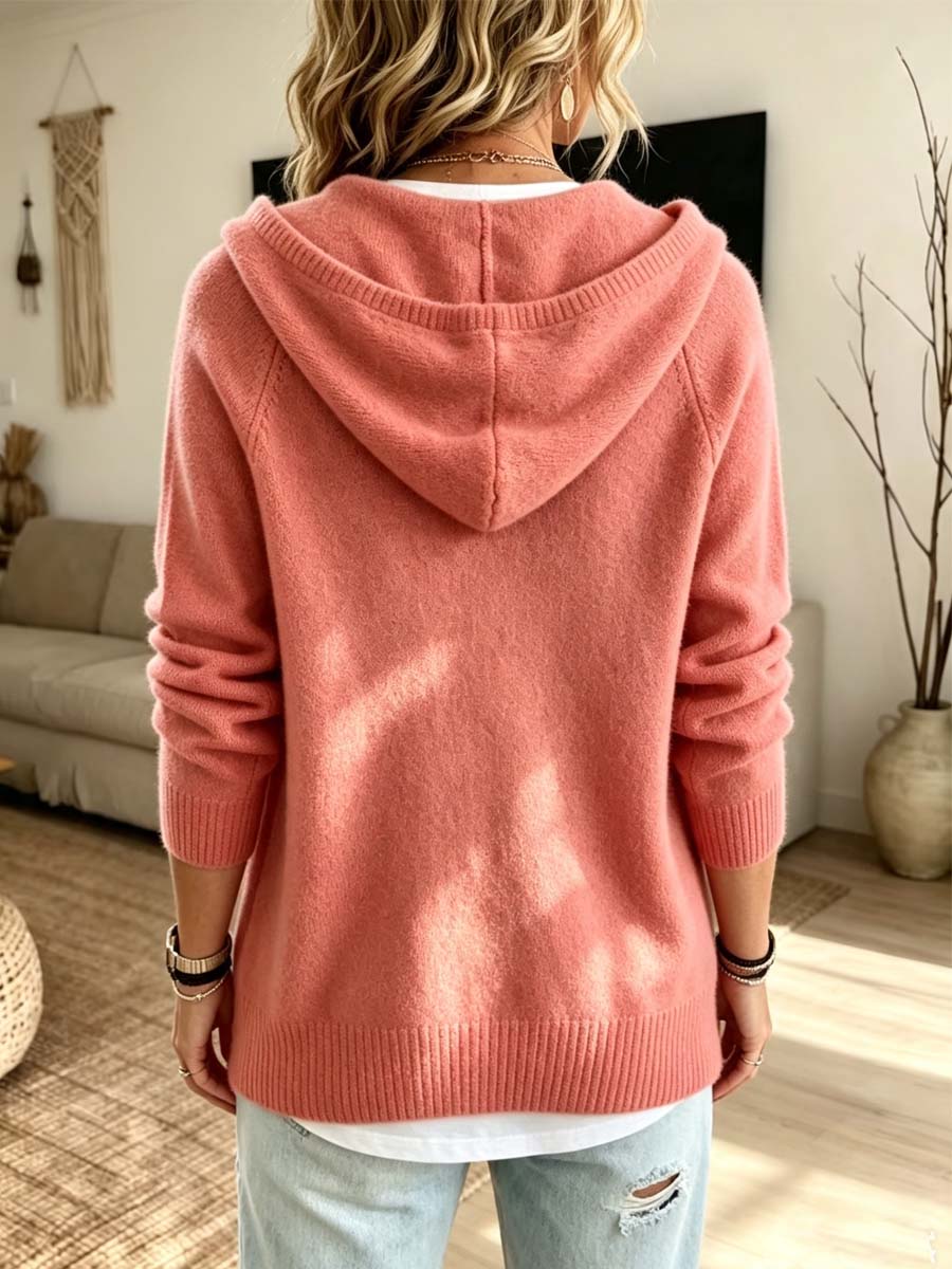Comfortable Elegant Hooded Long Sleeve Casual Knitted Sweater