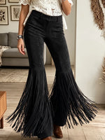 Vintage Elegant Tassel Suede Trousers