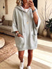 Retro Hooded Art Casual Stylish 3/4 Sleeve Short Sweatshirt Mini Dress