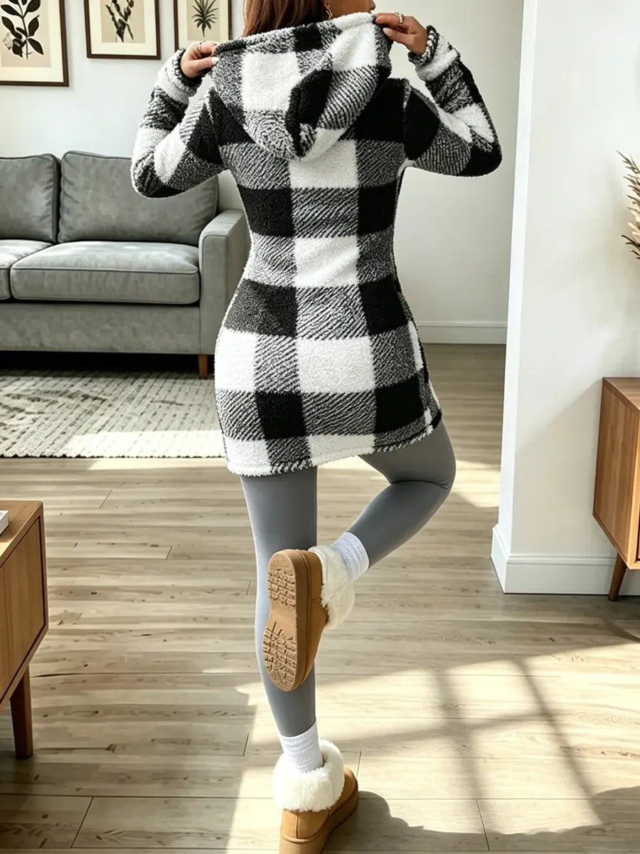 Retro Classic Plaid Pattern Warm Art Casual Stylish Long Sleeve Coat