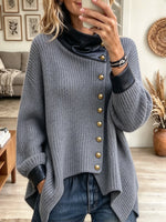 Women's Faux Leather Trim Ribbed Cardigan