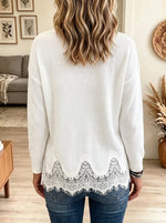 Women's Scalloped Lace Hem Knit Sweater