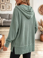 Vintage Elegant Textured Fabric Hooded Sweatshirt